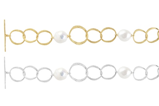 Pulsera plata 925 con perla cutivada 12mm cierre t