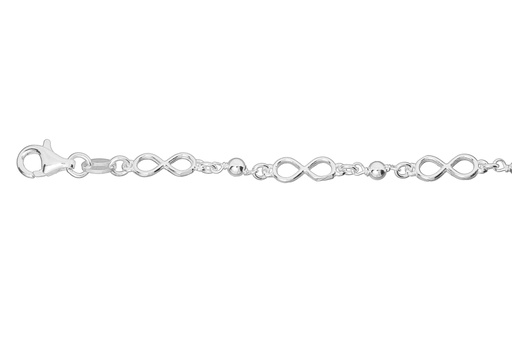 [13628P1600PL] Pulsera plata 925 infinito con bolas intercaladas