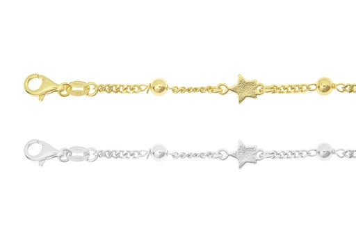 Pulsera plata 925 estrellas con bolas intercaladas