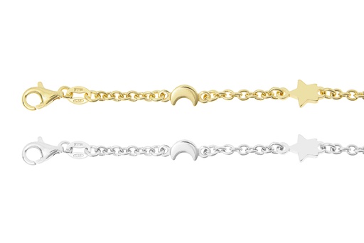 Pulsera plata 925 estrellas con lunas intercaladas