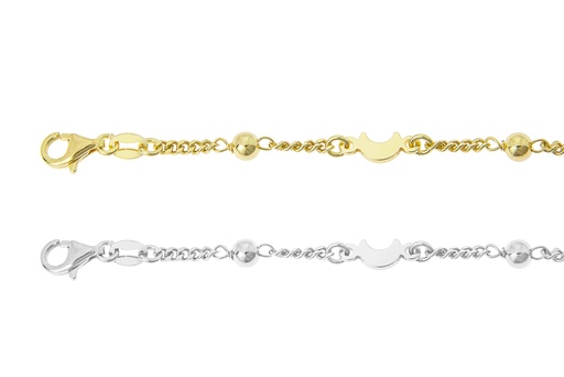 Pulsera plata 925 lunas con bolas intercaladas