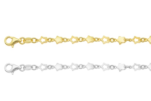 Silver 925 stars bracelet 16+5cm sterling silver