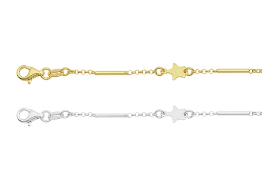Silver 925 stars bracelet 16+5cm sterling silver