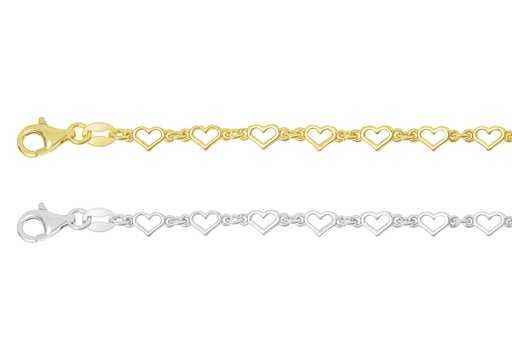 Pulsera plata 925 corazones