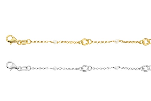 Pulsera plata 925 con perlas 2mm