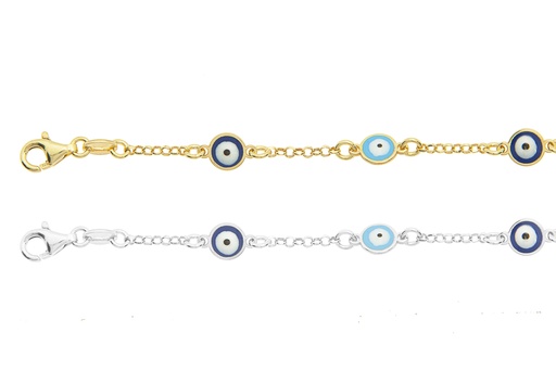 Silver 925 turkish eye bracele 16+5cm sterling silver