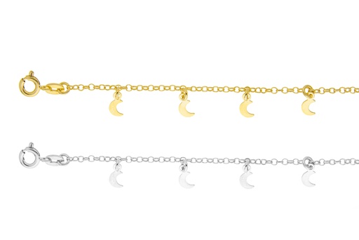 Tobillera plata 925 lunas