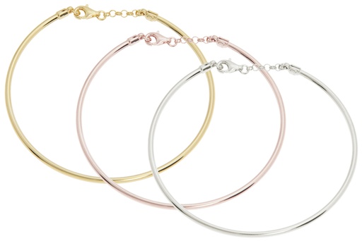 Brazalete plata 925 rigido con cadena y mosquetón