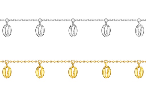 [13760T2000PL] Tobillera plata 925 siete conchas