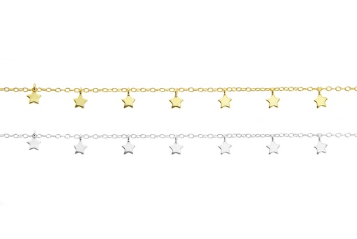 Tobillera plata 925 estrellas