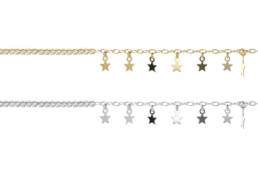 Pulsera plata 925 estrella con zirconitas