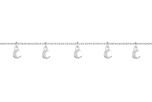 [14506T2000PL] Tobillera plata 925 con charm de luna 5mm