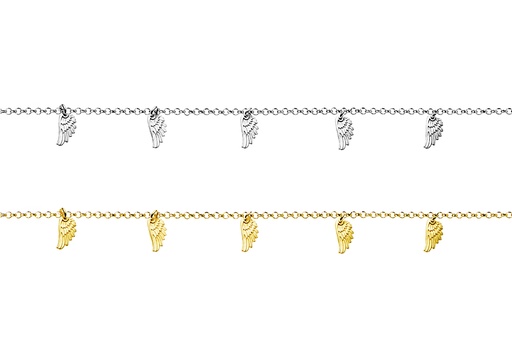Sterling silver bracelet with angel wings charms