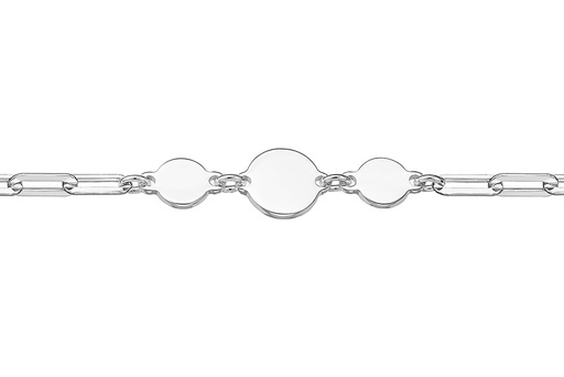 [14760B00180000PL] Pulsera plata 925 rolo eslabón rectangular c/placa redonda