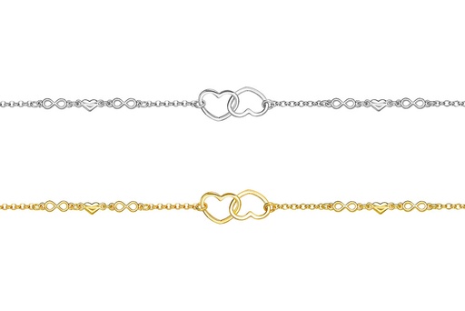 Pulsera plata 925 corazones y infinitos