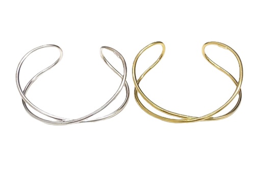 Sterling silver crossover bangle bracelet