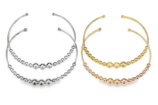 Sterling silver beaded bangle bracelet