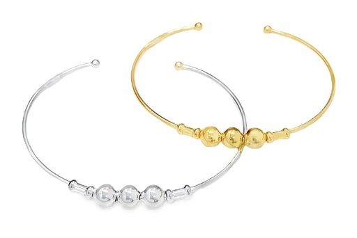 Sterling silver beaded bangle bracelet