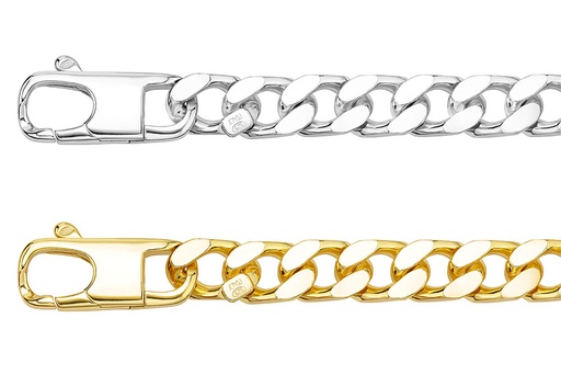 Sterling silver diamond cut beveled curb chain bracelet