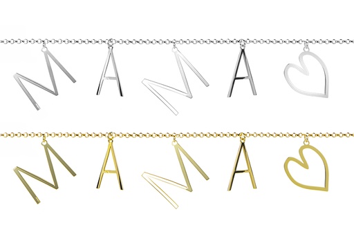 Pulsera plata 925 mama corazón