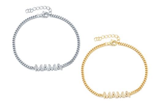 Sterling silver mama zirconia bracelet