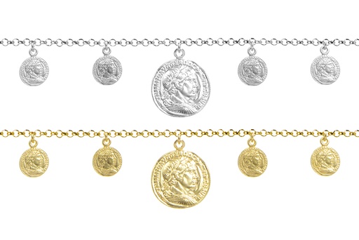 Sterling silver roman coin bracelet