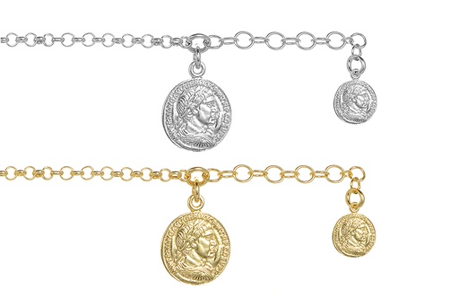Sterling silver roman coin bracelet