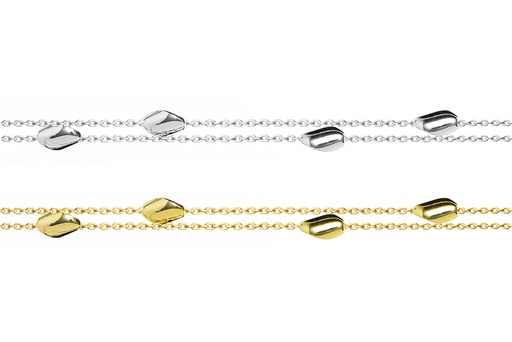 Sterling silver 035 cable chain with irregular beads