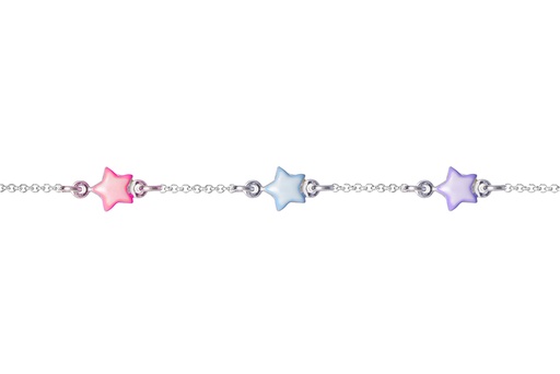 [15586B13E3EMXPL] Sterling silver enamel star kid´s bracelet