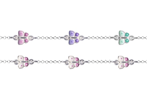 Sterling silver butterfly enamel kid´s bracelet