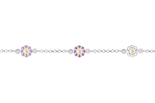 [15593B13E3EMXPL] Pulsera plata 925 infantil 3 flores esmalte