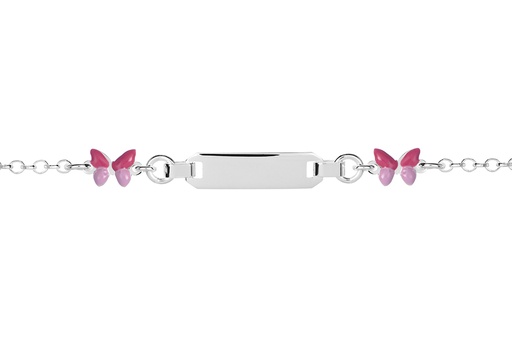 [15598B13E3EROPL] Pulseras plata 925 no me olvides infantil mariposas 5mm placa 18x5mm