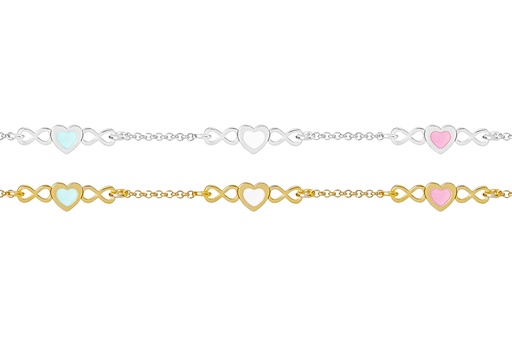 Sterling silver enamel hearts bracelet