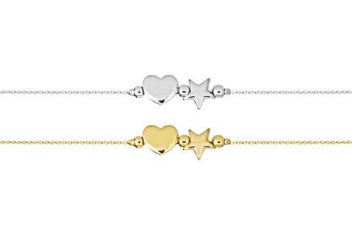 Sterling silver heart & star bracelet