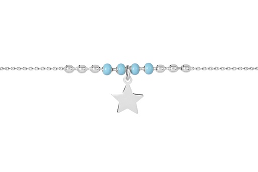 [15610B16E3ETUPL] Sterling silver star with enamel beads bracelet