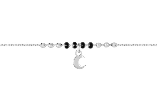[15612B16E3ENEPL] Sterling silver moon with enamel beads bracelet