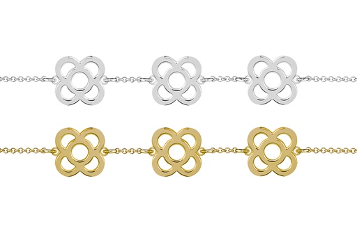 Sterling silver three barcelona flower bracelet