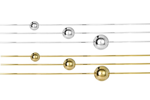 Pulsera plata 925 triple snake con 3 bolas de 6, 8 y 10mm