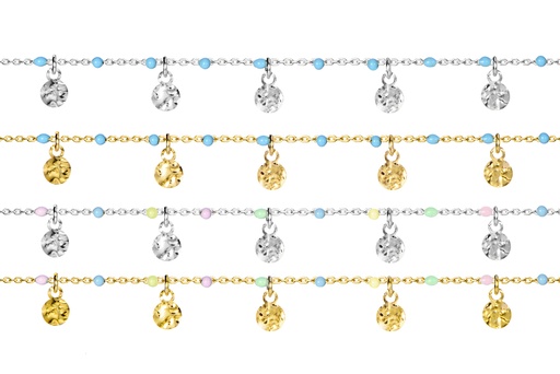 Pulsera plata 925 esmalte placa martelé 5mm