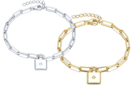 Sterling silver zirconia padlock bracelet