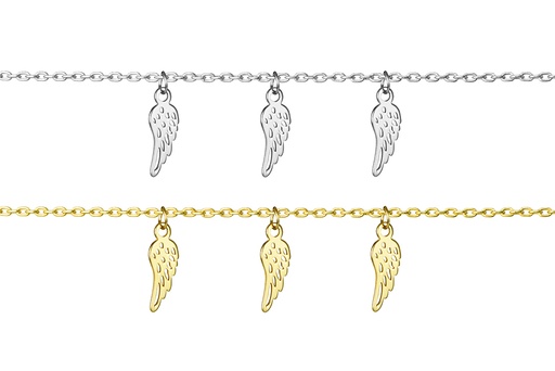 Pulsera plata 925 tres alas 9x4mm