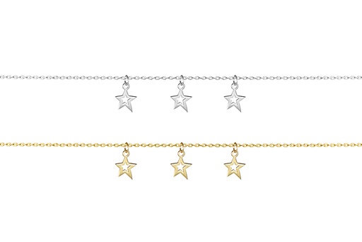 Pulsera plata 925 tres estrellas caladas