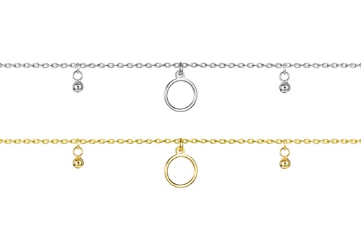 Pulsera plata 925 circulo 8mm y bolitas 3mm