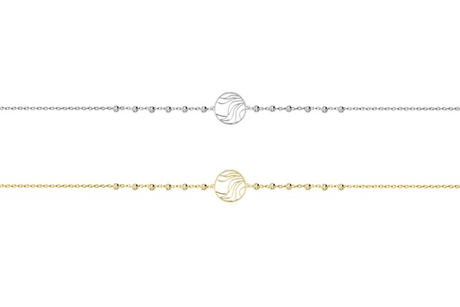 Pulsera plata 925 cadena bolas con circulo