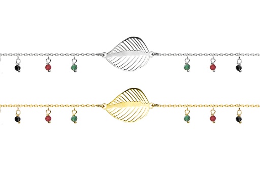 Sterling silver leaf mix stones bracelet