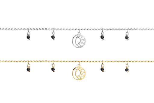 Sterling silver sun & moon stone bracelet