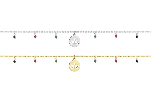 Sterling silver lotus flower mix stones bracelet