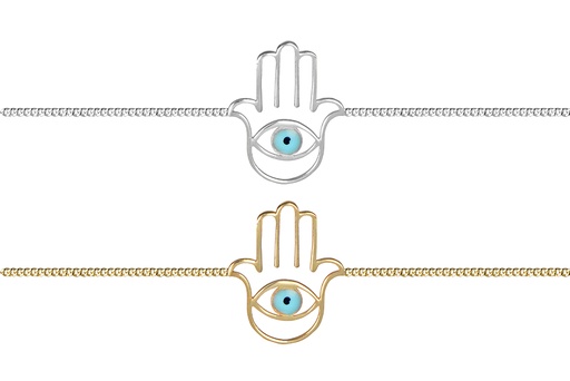 Pulsera plata 925 mano de fatima ojo turco