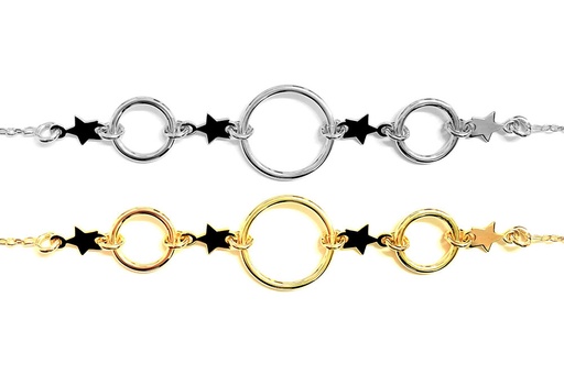 Pulsera plata 925 tres circulos tres estrellas