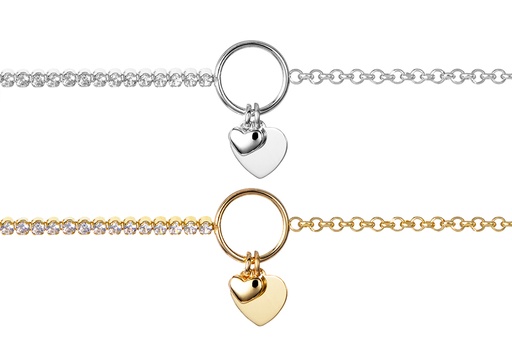 Sterling silver heart riviere bracelet